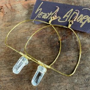 Handmade Large Brass Quartz Crystal Hoops by heatherADORN